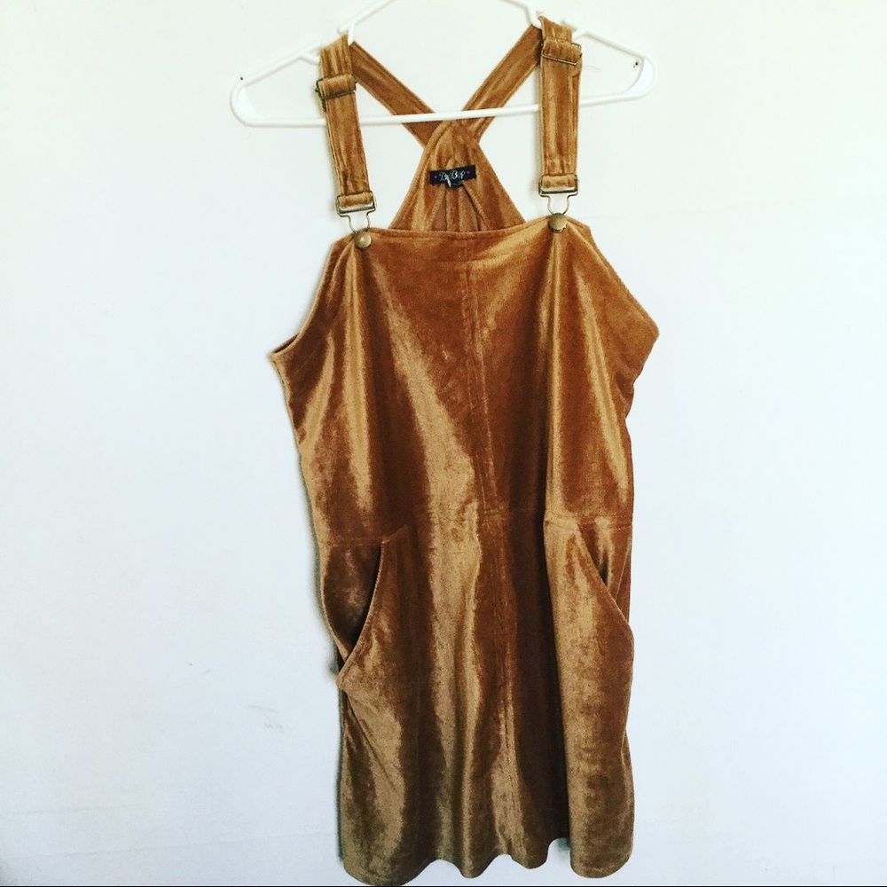 Retro boho layering gold corduroy romper